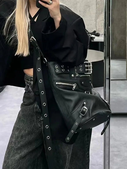 High Street Vintage Handbag Women New Rivet Large Capacity