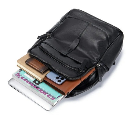 Genuine Leather Men's Backpack – Embossed Laptop School Bag