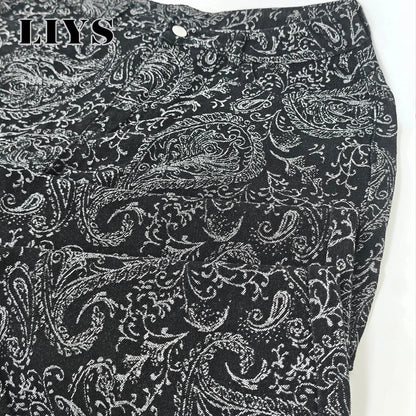 Men's Paisley Print Baggy Straight Jeans – Dark Streetwear