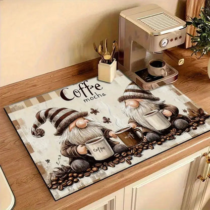Gnome Coffee Kitchen Drain Mat – Absorbent Anti-Slip Counter Pad