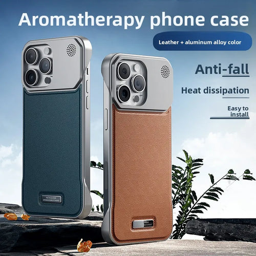 Magnetic PU Leather Aromatherapy Case for iPhone 17 Pro Max