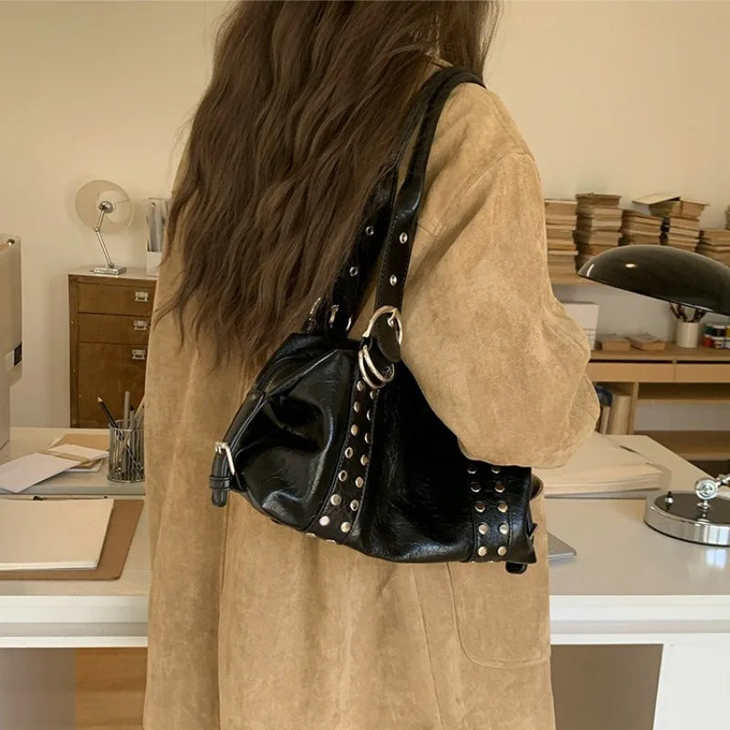 Korean Style Rivet Handheld Shoulder Underarm Bag