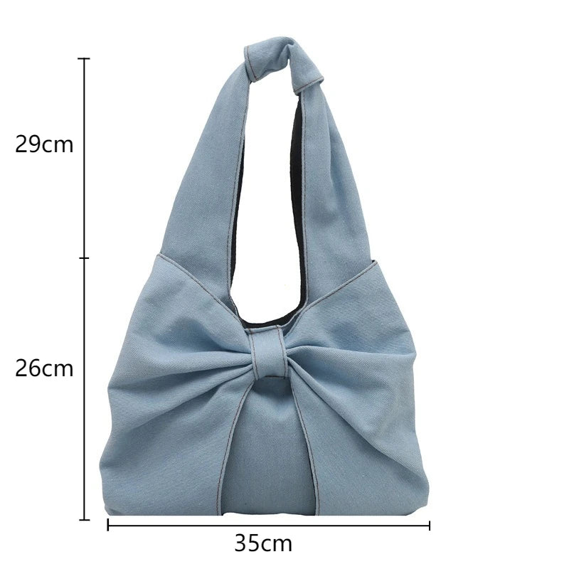 Sweet Bowknot Design Women's Denim Shoulder Bags