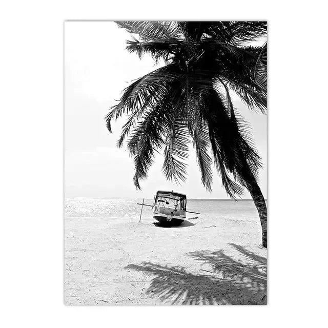 Beach Surf Wall Art Poster – Camper Van & Ocean Landscape