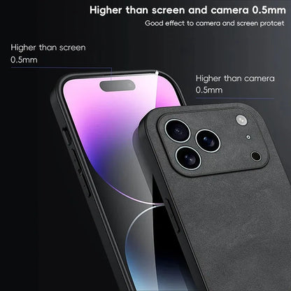 Luxury Leather iPhone Case – Sheepskin Matte Shockproof Cover