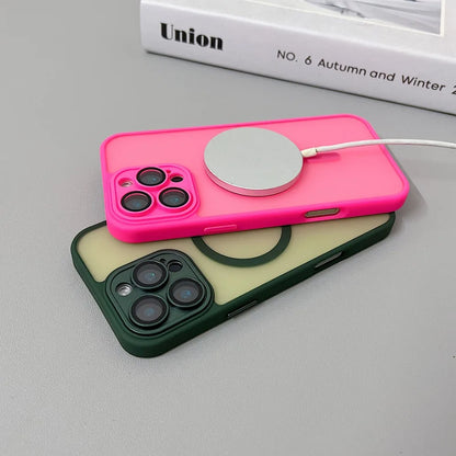 MagSafe iPhone Case Matte Translucent Armor Shockproof Cover