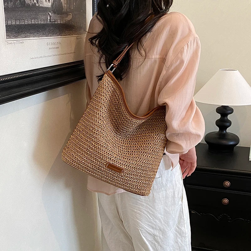 Raffia Crochet Straw Crossbody Bag for Women