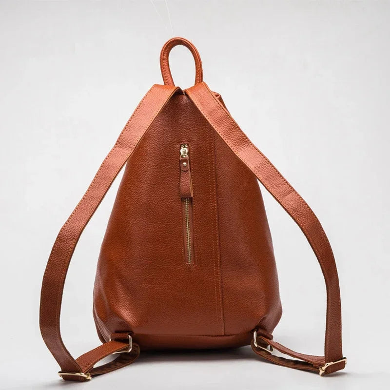 Genuine Leather Women Backpack – Rivet Detail Luxury Bag