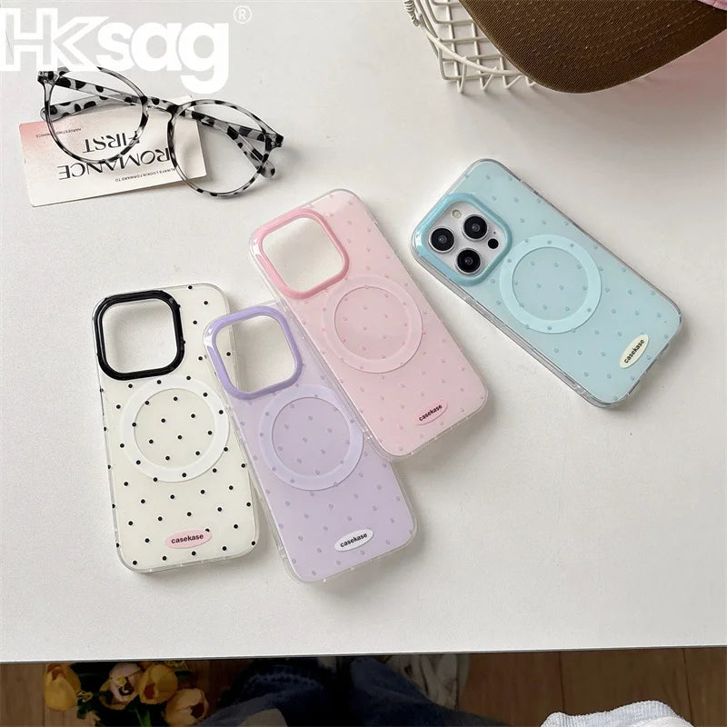 Polka Dot MagSafe iPhone Case – Clear Candy Color Cover
