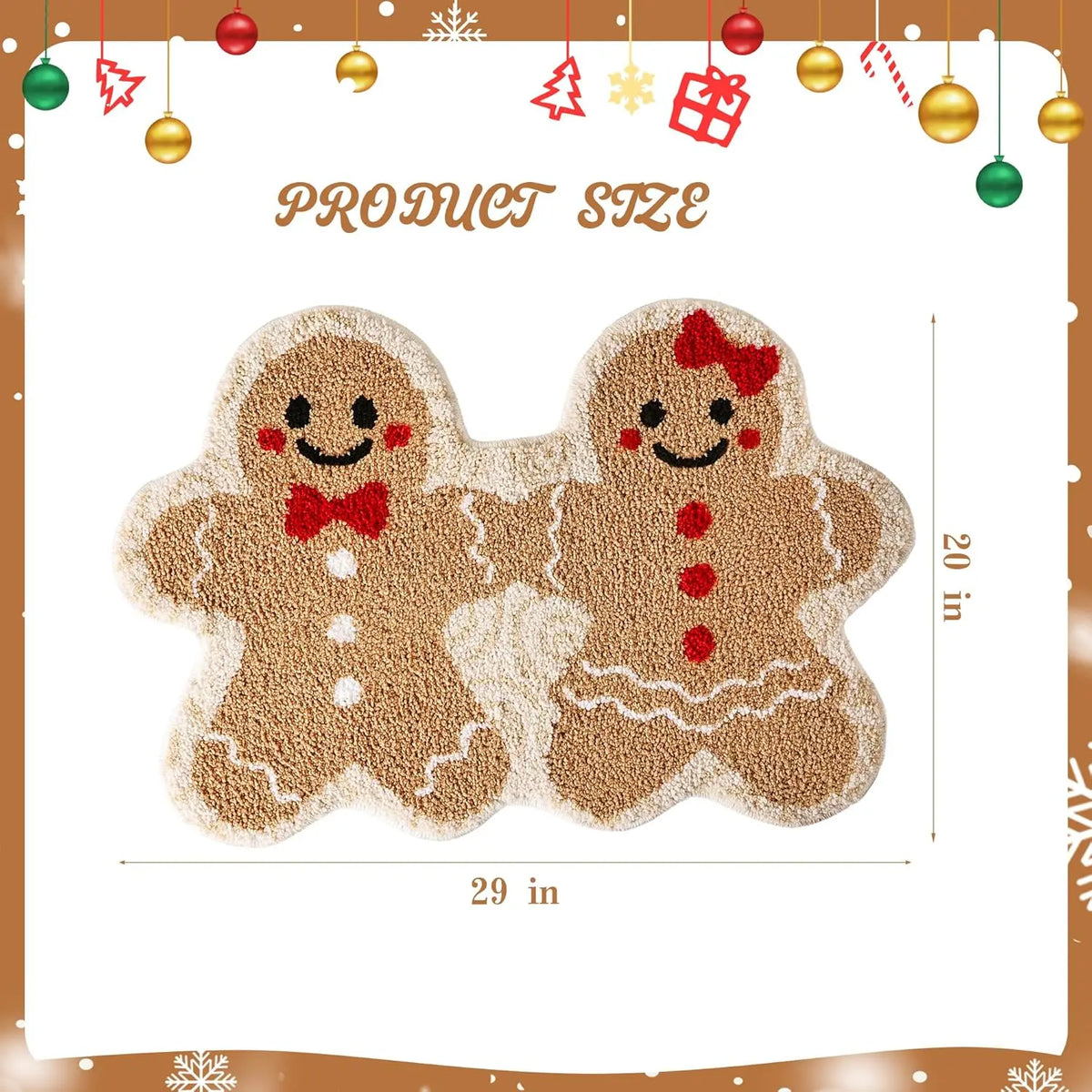 Christmas Gingerbread Couple Bath Mat – Non-Slip Rug