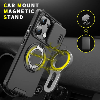 Magnetic Ring Stand Case for Redmi Note 13 Pro 5G 4G | Slide Camera Cover