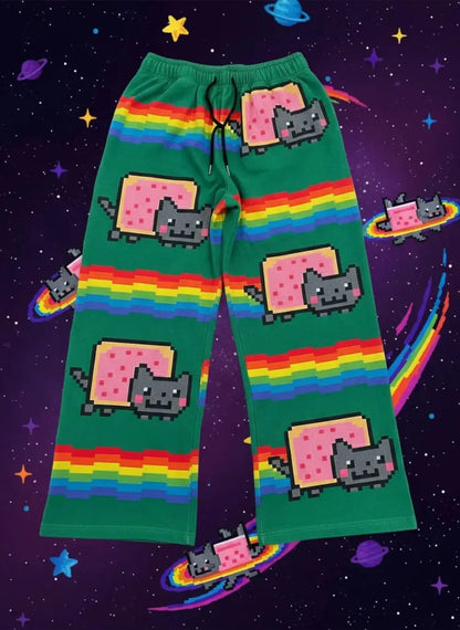 Nyan Cat Baggy Sweatpants Y2K Streetwear Hip Hop Graphic Pants