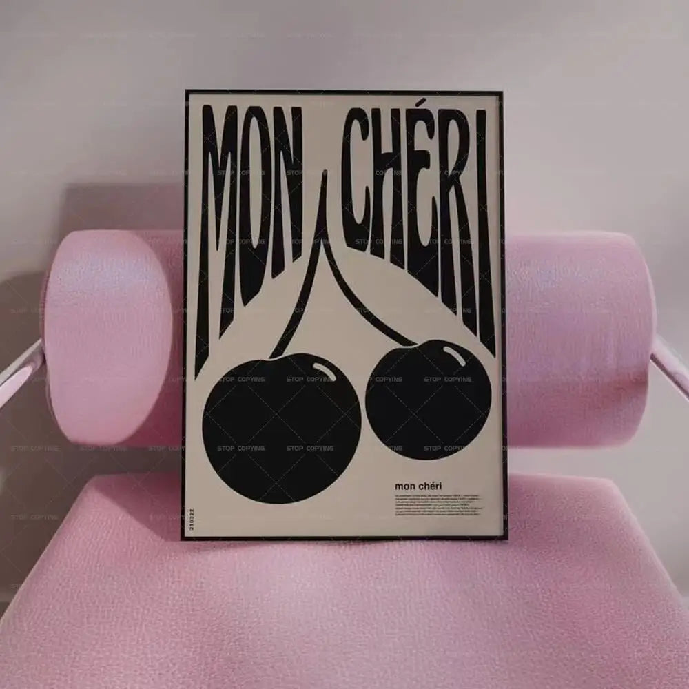 Mon Cheri Wall Art Print – Retro French Cherry Poster