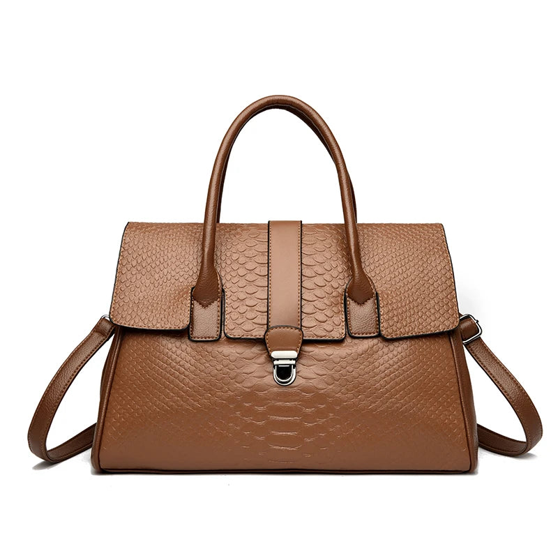 Top Quality Large Handbag with Snake Pattern Leather Bags