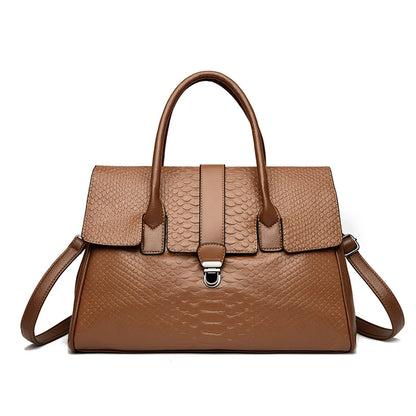 Top Quality Large Handbag with Snake Pattern Leather Bags