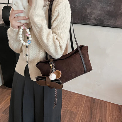 Women Small Faux Suede Shoulder Bag