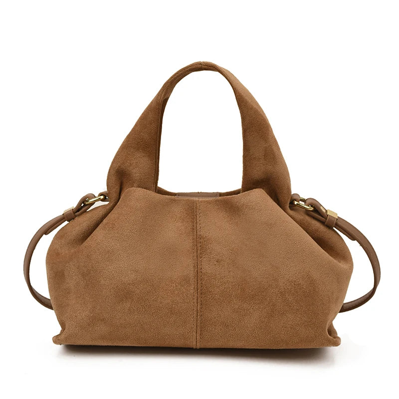 Designer Frosted Mini Handbag Luxury Women's Faux Suede Top-Handle Bags