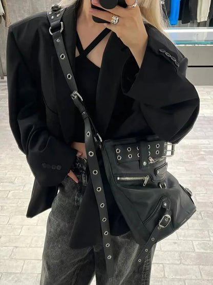 High Street Vintage Handbag Women New Rivet Large Capacity