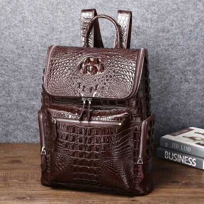 Crocodile-Embossed Leather Men's Backpack – Luxury Alligator Bag