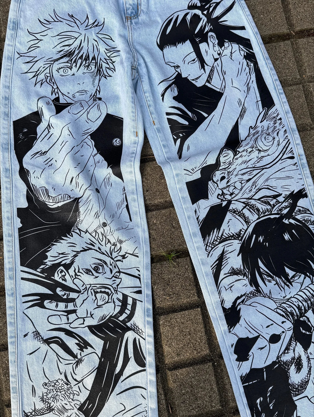 Anime Graphic Baggy Jeans – Y2K Streetwear Wide Leg Pants