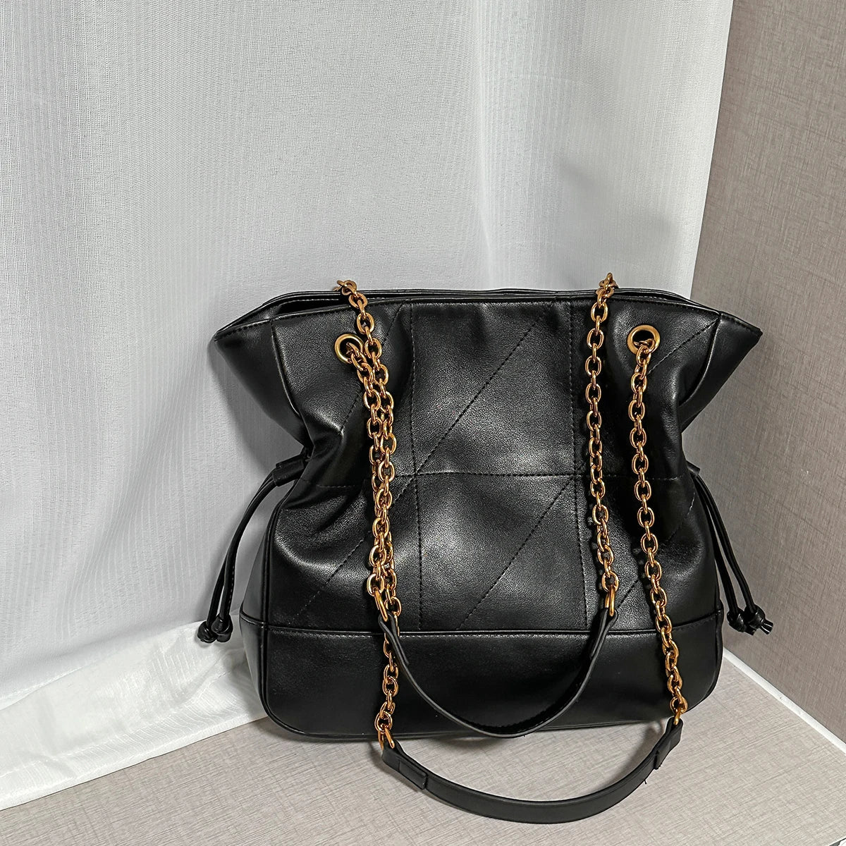 Faux Suede Tote Bag – Women's Chain Shoulder Handbag