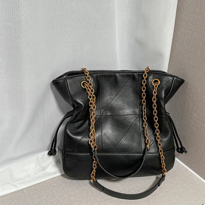 Faux Suede Tote Bag – Women's Chain Shoulder Handbag