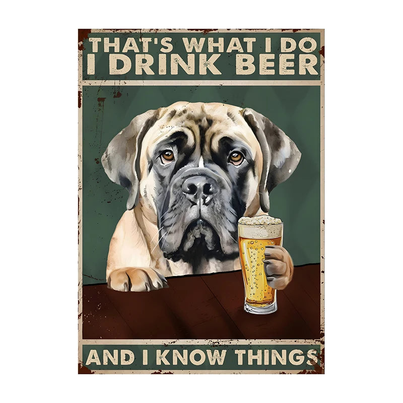 Funny Dog Beer Poster – That's What I Do I Drink Beer Wall Art