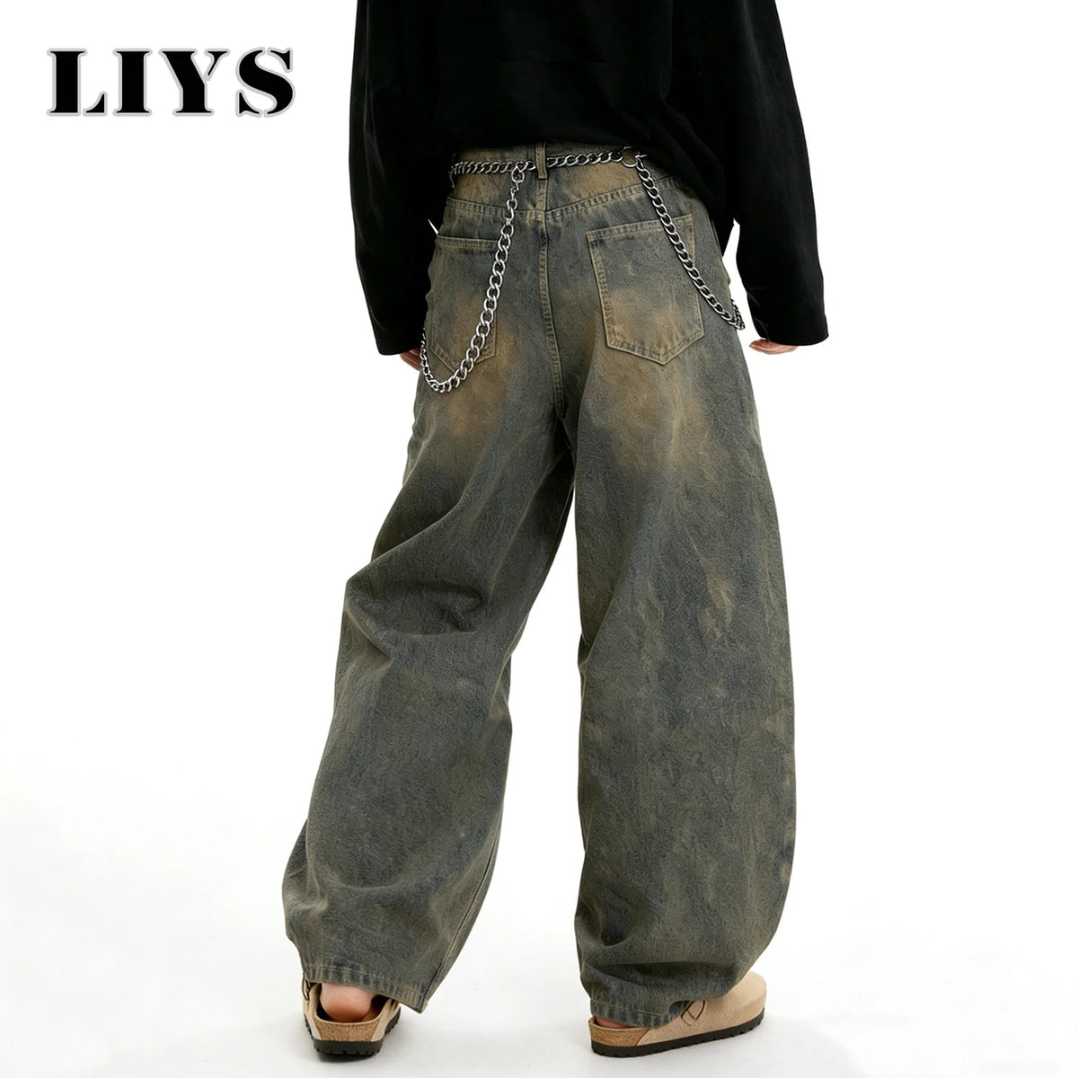 Men's Distressed Baggy Wide Leg Jeans – Y2K Streetwear