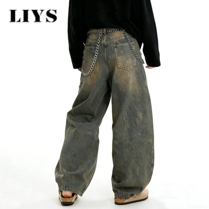 Men's Distressed Baggy Wide Leg Jeans – Y2K Streetwear