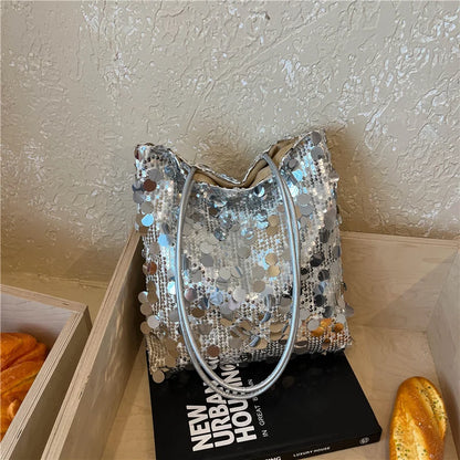 Leopard & Sequin Tote Bag – Women's Glam Shoulder Handbag