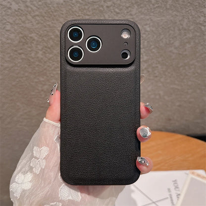 Luxury Lychee Pattern Leather iPhone Case – Shockproof TPU Frame