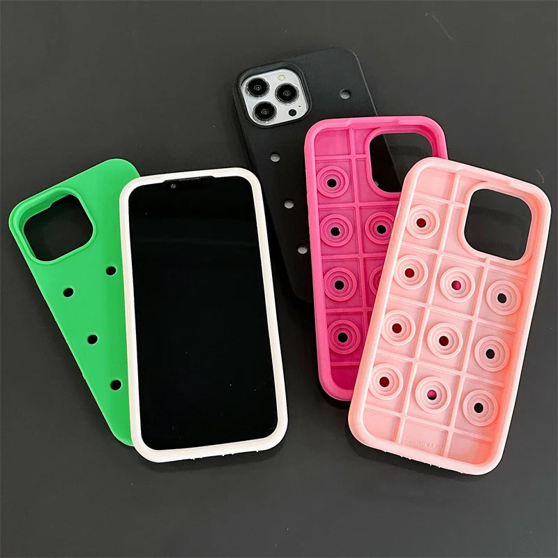 Crocs Charms Silicone iPhone Case with Holes – Fun Customizable Cover