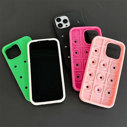 Crocs Charms Silicone iPhone Case with Holes – Fun Customizable Cover