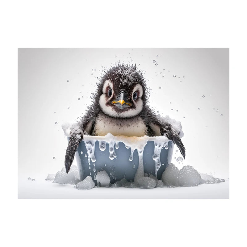 Cute Dog in Bathtub Wall Art Poster – Funny Puppy Canvas Print