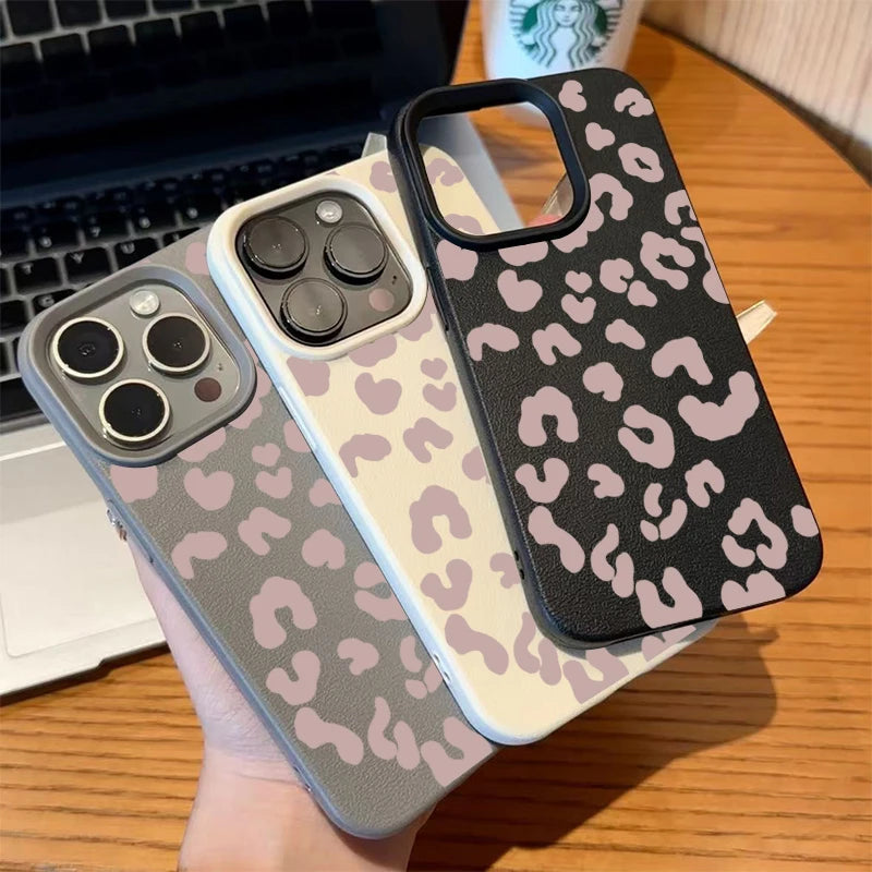 Pink Leopard Print iPhone Case – Silicone Cover for iPhone 11–17 Series
