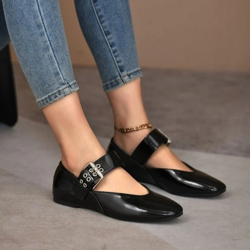 Women's Ballet Flats – Mary Jane Buckle Strap Flat Shoes