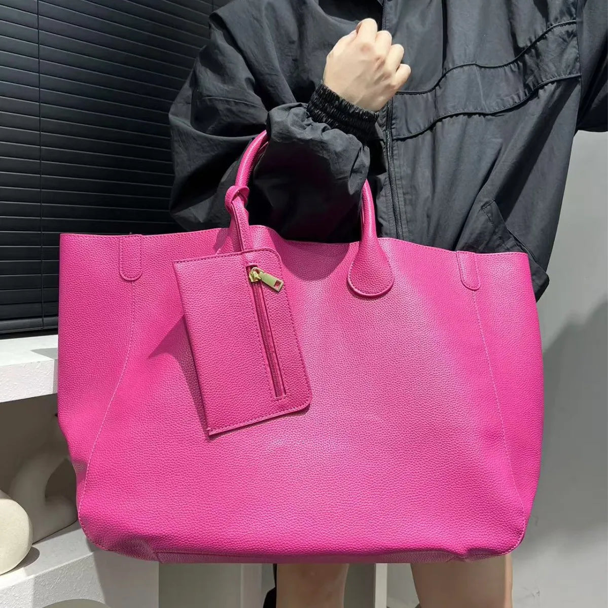 Vegan Leather Oversized Large Capacity Shopping Bag