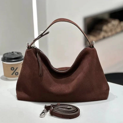 Russian Women's Genuine Suede Cowhide Leather Shoulder Bag