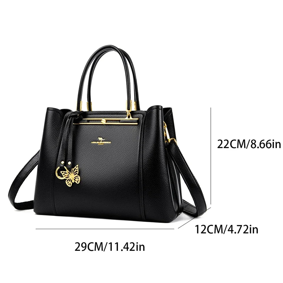 Luxury Leather Handbag for Women – 3-Layer Shoulder Crossbody Bag