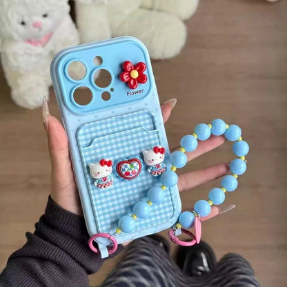 Hello Kitty 3D iPhone Case with Card Holder & Bead Bracelet