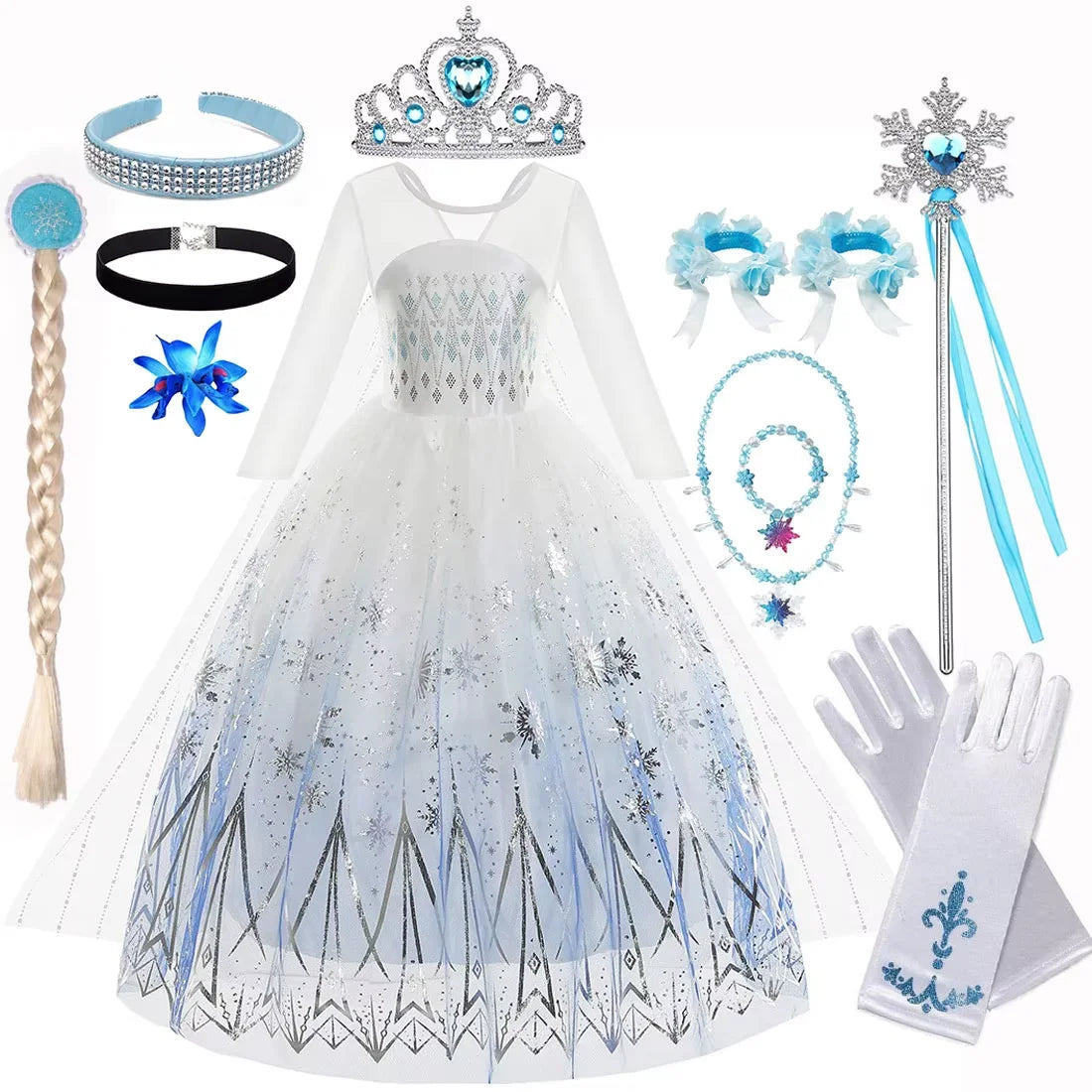 Elsa Princess Long Sleeve Frozen Dress