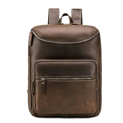 Genuine Leather Backpack – Men's Vintage 15.6" Laptop Bag