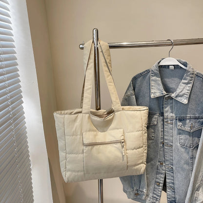Large Puffer Tote Bag – Women's Quilted Shoulder Shopper