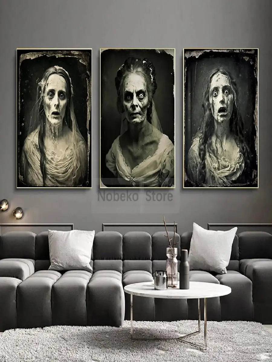 Horror Ghost Portrait Wall Art Poster – Spooky Canvas Print