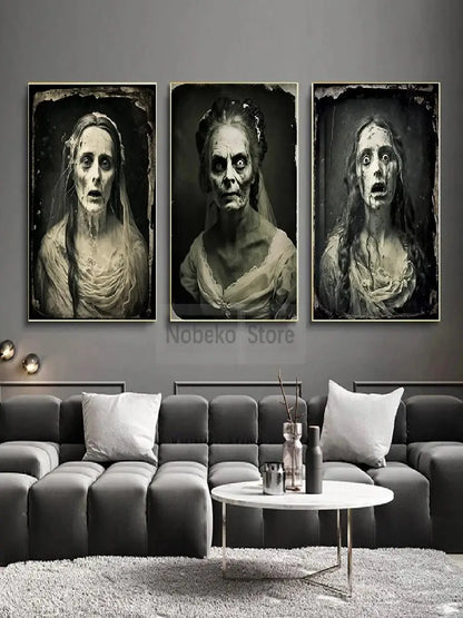 Horror Ghost Portrait Wall Art Poster – Spooky Canvas Print