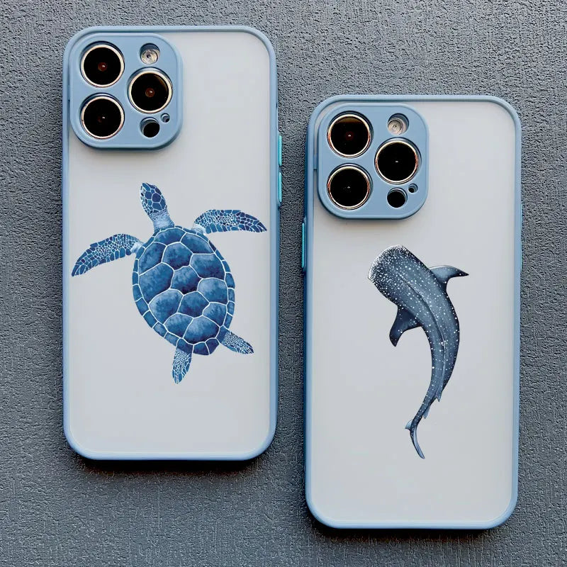 iPhone Case Ocean Wave Frosted with Camera Lens Protection