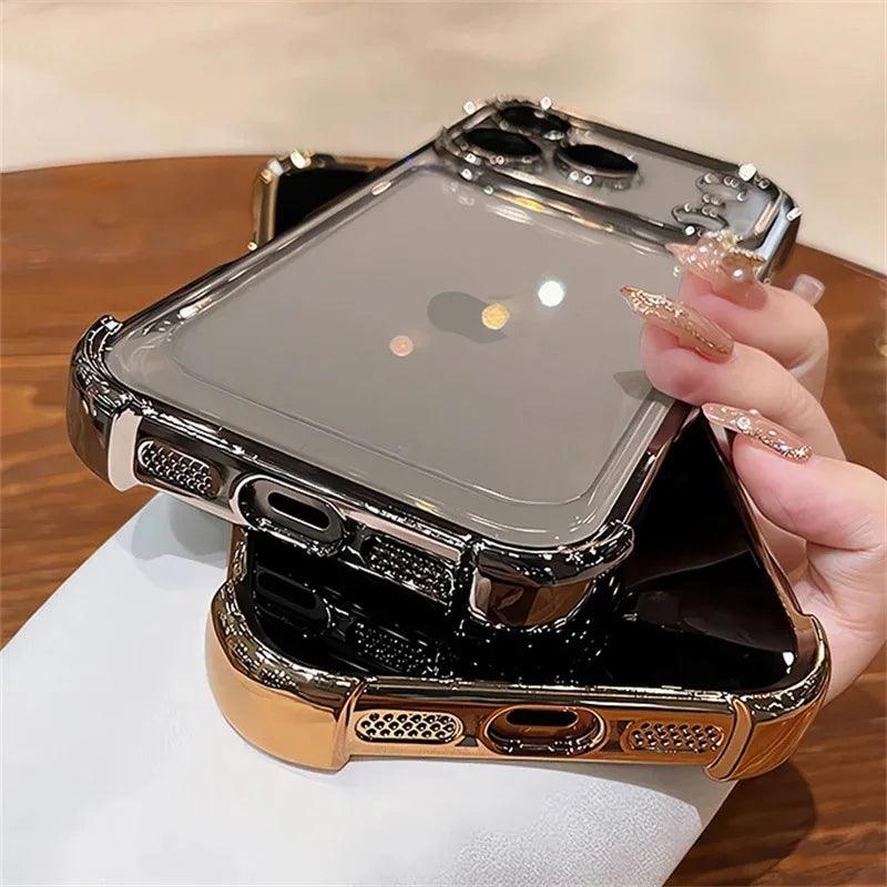 Electroplate Shockproof Clear iPhone Case with Lens Protector for iPhone 17 Series