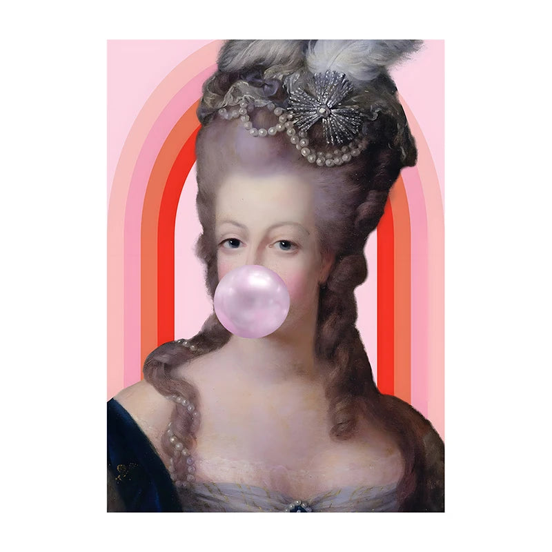 Bubble Gum Baroque Portrait Wall Art Poster – Vintage Altered Art Print