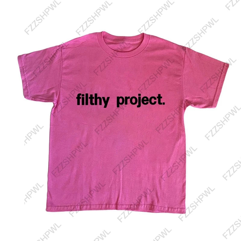 Men's Oversized Y2K Letter Print Cotton T-Shirt