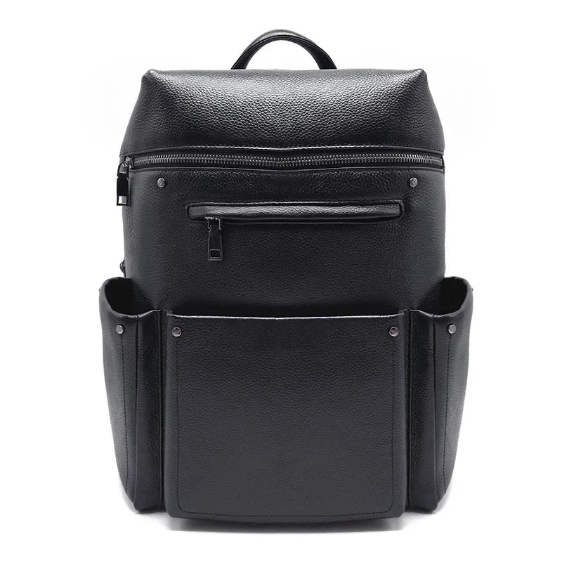 Genuine Cowhide Leather Men's Backpack – Large Laptop School Bag